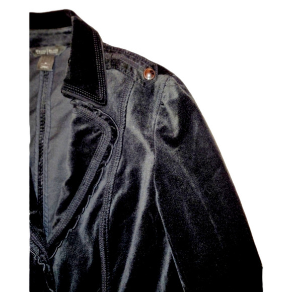 White house black market black velvetine  stretch blazer in sz 8 - Picture 6 of 12